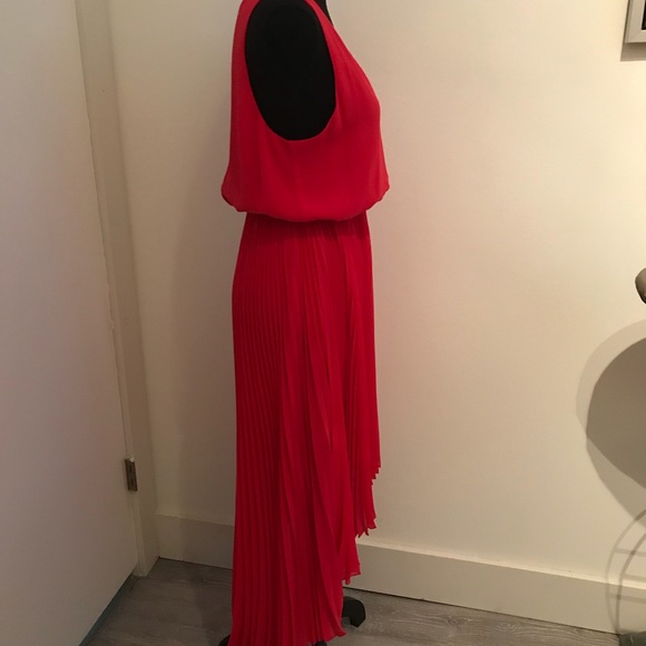 5/48 pleated, red high low dress - Picture 4 of 7